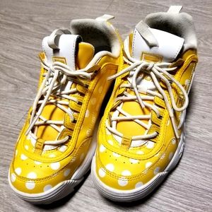 💛Yellow with White Dots Fila Shoes💛